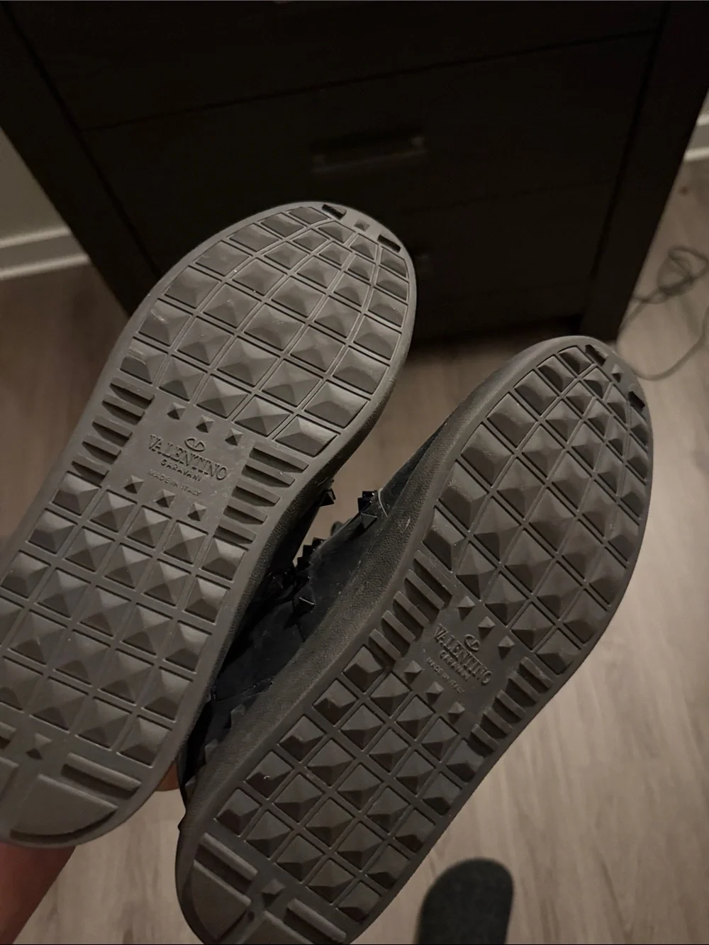 Valentino Black Leather Low-Top Lace-Up Sneakers